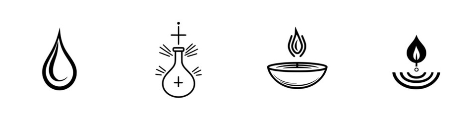 Poster - Vector illustration icons representing liquid forms and elements in a minimalist style suitable for various design applications