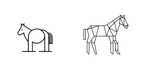 Poster - Vector illustration of a horse in two distinct styles showcasing simplicity and geometric design