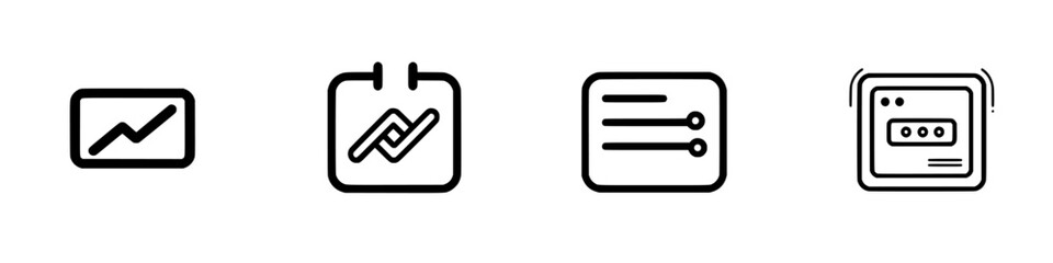 Poster - Vector illustration icons representing data visualization, scheduling, task management, and digital interfaces for productivity applications