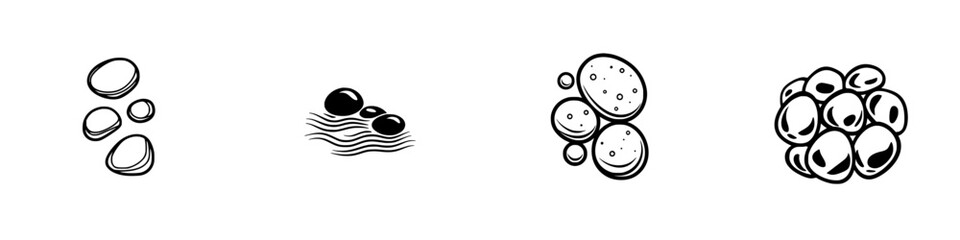 Poster - Vector illustration of various shapes of bubbles and droplets in black and white for creative projects and designs