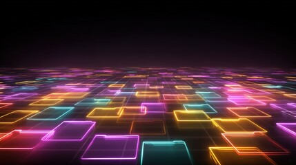 Poster - abstract network grid with files and folders, futuristic software interface, digital document manage