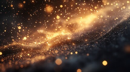 Poster - shimmering stars falling gracefully, leaving trails of golden light on a dark cosmic backdrop