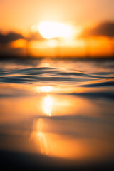 Wall Mural - Beautiful close-up view of water surface under the sunlight.