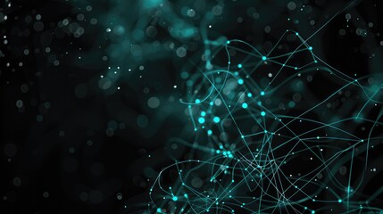 Poster - Abstract picture turquoise light particle with digital technology style design connecting in digital style represent about flowing of data or structure of network system perfect for background. AIG51.