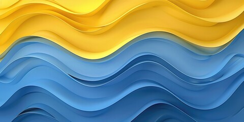 Poster - Abstract yellow blue wave flowing express the energetic ripple. Seamless texture of vividness curve swirling convey sense of delightful and joyful scene perfect for effect and graphic design. AIG51.
