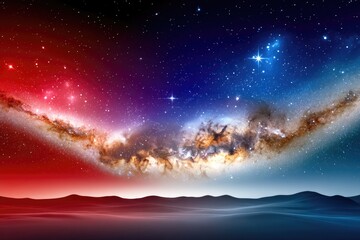 Wall Mural - Vibrant cosmic display showcasing a galaxy in isolation against a starry backdrop at twilight