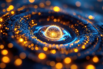 Poster - A mesmerizing water droplet surrounded by shimmering light reflections.