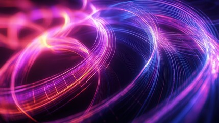 Fototapete - dynamic geometric lines, swirling and interlocking in an energetic dance, creating a mesmerizing and colorful backdrop