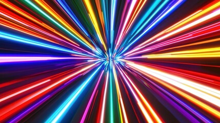 Aufkleber - neon tunnel design, where sharp angles of neon light shoot outward, creating a dazzling pattern of vibrant, colorful neon beams.