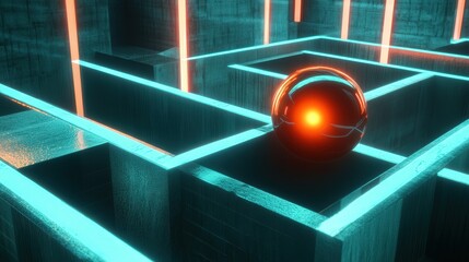 Aufkleber - rolling ball glowing as it dodges lasers and crosses narrow bridges to exit