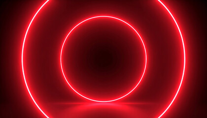 Aufkleber - Abstract neon red round shape, glowing frame. Holographic gradient geometric figure. 3D render.