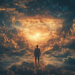 Poster - Exploration of cosmic realms surreal landscape digital art infinite space dreamlike perspective