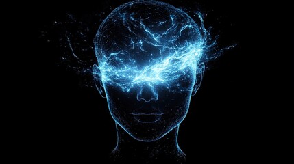 Poster - Exploring the power of imagination abstract human head concept digital art dark environment futuristic viewpoint