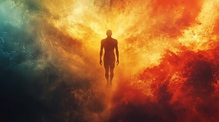 Poster - Transcendental journey of the soul cosmic realm digital art vivid environment surreal perspective