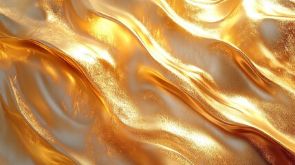 Poster - Golden wave patterns abstract art digital design luxurious environment close-up view textured concept