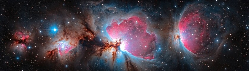 Wall Mural - exploring cosmic wonders nebulae in the universe astronomy digital art outer space panoramic view ga