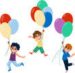 © sevector - childhood kid boy flying balloon vector