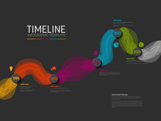 Poster - Colorful abstract infographic timeline template visualizing progress and history across years. This modern timeline infographic is perfect for data visualization and business presentations.
