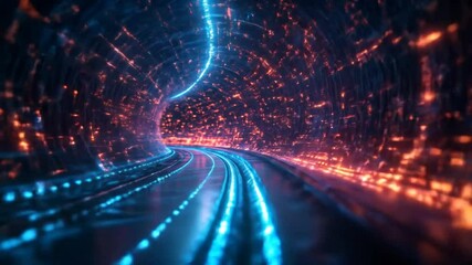 Wall Mural - Dynamic Light Tunnel Animation with Flowing Color Trails.