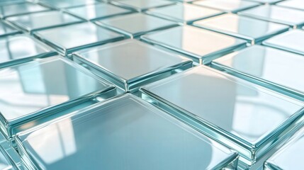 Poster - overlapping squares that look like glass panels, reflecting light softly.