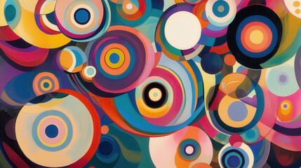 Aufkleber - expanding and contracting circles, shifting colors with perfect rhythm and fluidity