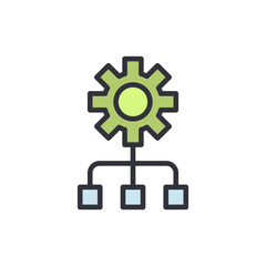  - Conceptual Gear Linked To Multiple Modules On Transparent Background