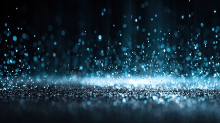 Poster - Abstract Glittering Particles Falling in Dark Room Low Angle Shot Festive Celebration Background