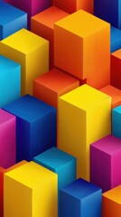 Poster - Colorful Cubes Ascending Abstract Background Isometric Perspective Design Vibrant Blocks Modern Art