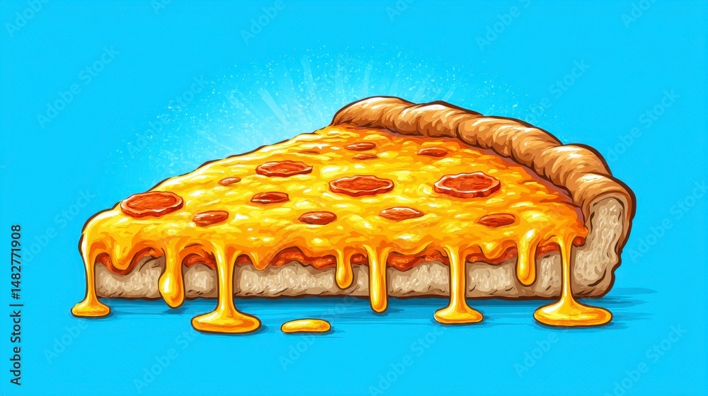 Melted Cheese Pepperoni Pizza Slice Pixel Art Illustration Stock ...