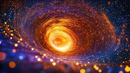 Aufkleber - shiny particles, where vivid colors sparkle and pulse in a swirling, radiant display of glowing light.