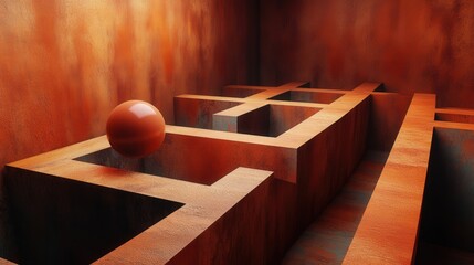 Aufkleber - maze game where a rolling ball traverses tunnels and ramps, avoiding pitfalls to discover the exit