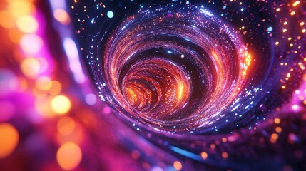 Fototapete - filled with shiny, glowing colors that flow and twist, creating a radiant, vibrant atmosphere.