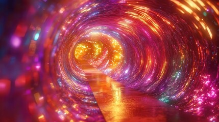 Aufkleber - colorful shiny particles, spiraling to create a vivid tunnel filled with glowing motion and light