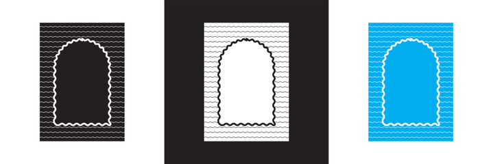 Aufkleber - Wavy Frames with Scallop Borders. Abstract Frame Boxes on Cute Groovy Patterns. Vector illustration. isolated on white and black background. EPS 10