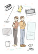 © Mei Suzukawa - 新生活の準備を考える新社会人の男性と女性のベクターイラスト
