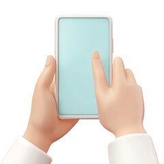 Poster - Minimalistic cartoon hand interacting with a modern smartphone interface