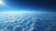© somporn - Aerial View of a Cloudy Sky Under a Bright Blue Sky and Horizon Line Viewpoint From Above Showing Fluffy Clouds Underneath a Clear Sky With Texture and Light Rays and Sunbeams From a High Altitude