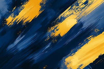 Poster - •  Artistic blend of navy and golden yellow strokes forming an energetic abstract design 