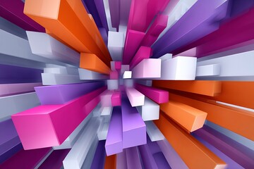 Poster - Abstract Colorful 3D Geometric Background with Extruded Cubes and Vibrant Pink Purple Orange Hues