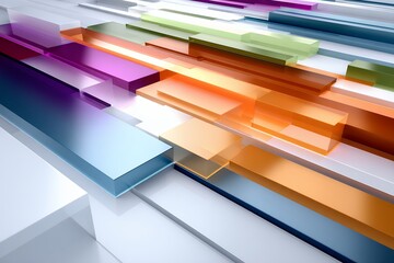 Poster - Abstract Colorful Geometric 3D Background with Shiny Glass Rectangles