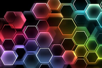 Poster - Abstract Colorful Glowing Hexagon Pattern Background