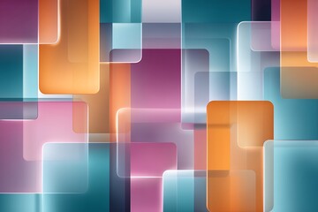 Poster - Abstract Geometric Background with Translucent Orange Teal Purple and Pink Squares