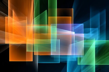 Fototapete - Abstract Geometric Background with Vibrant Colors and Bright Squares