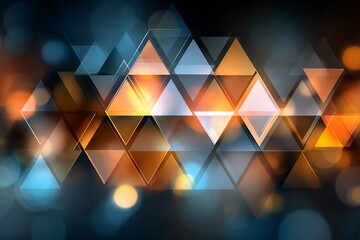 Poster - Abstract Geometric Pattern with Glowing Triangles and Bokeh Lights