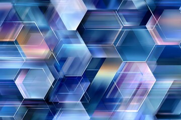 Fototapete - Abstract Hexagon Pattern Background Blue Purple Technology Design