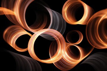 Poster - Abstract Orange and Black Glowing Swirling Circles Background