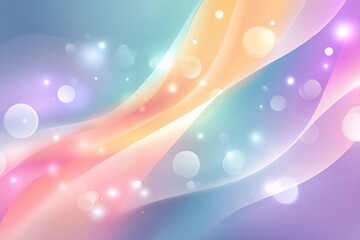 Poster - Abstract Pastel Wave Background with Glowing Lights and Bokeh
