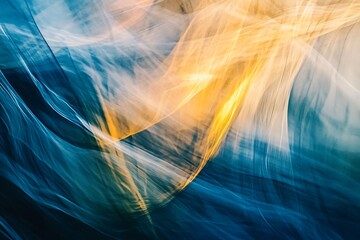 Poster - 2.	Expressive abstract design with layered blue tones and sunny yellow streaks 