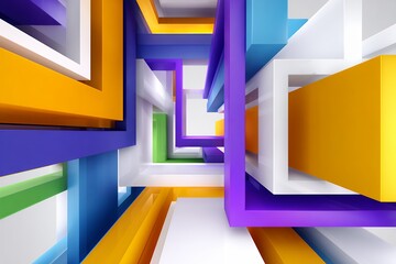 Fototapete - Abstract 3D Colorful Geometric Shapes Background