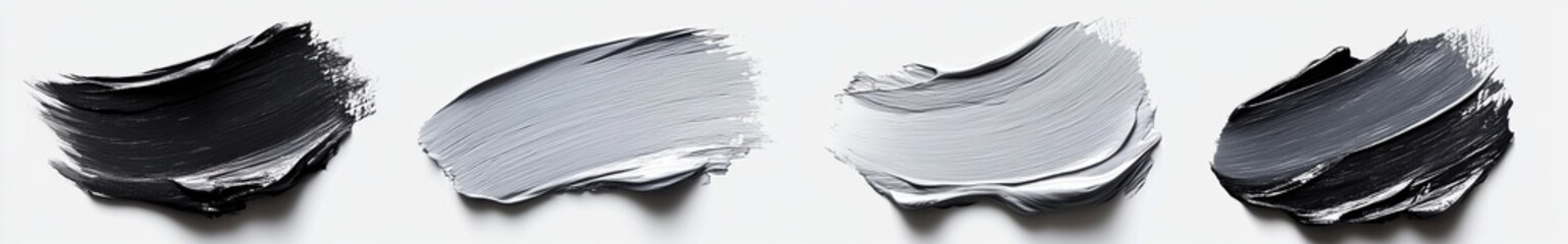 Poster - Grayscale Paint Strokes on White Background
